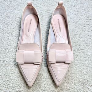 Nicholas Kirkwood Bow Accent Patent Leather Beya Flats Blush Size 35